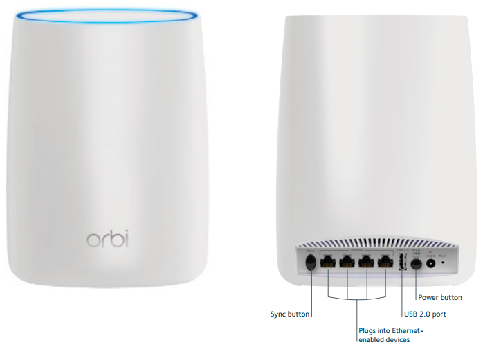 Orbi Wi-Fi Satellite Front and Back Views