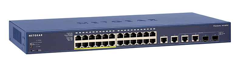 NETGEAR FS728TLP ProSAFE® 24-port Fast Ethernet Smart Switches with PoE and 4 Gigabit uplinks