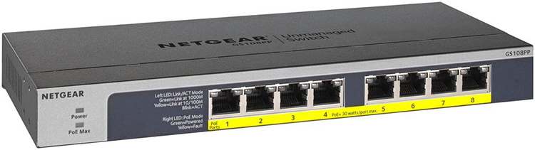 Switch NETGEAR GS108PP 8 Porte Gigabit PoE+ Usato Ma Testato E Garantito